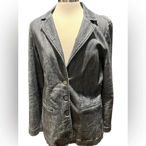 From Nine West Jeans denim 3 button front blazer - Picture 3 of 12